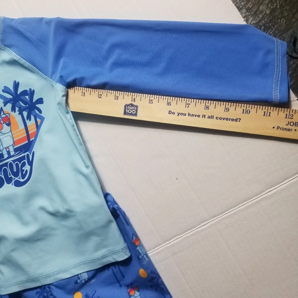 NWT BLUEY KIDS SWIM LONG SLEEVE SHIRT AND SHORT SET 50+ UPF SIZE 4T